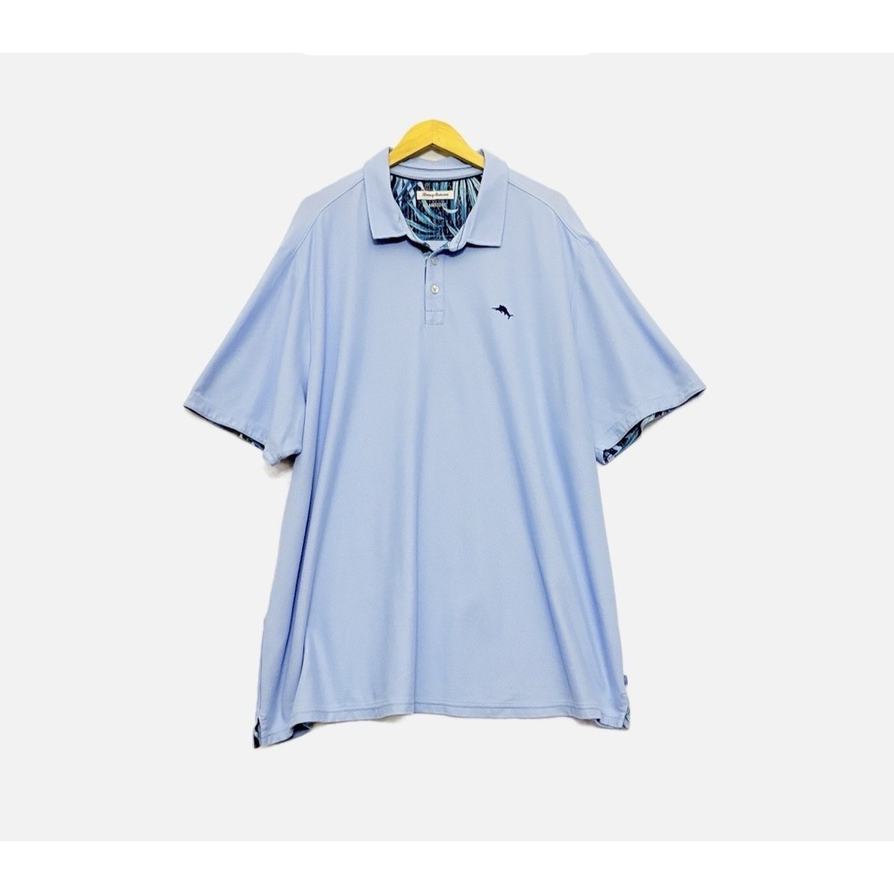 Tommy Bahama IslandZone Polo Shirt Mens 3XL Baby Blue Golf Contrast Sleeve